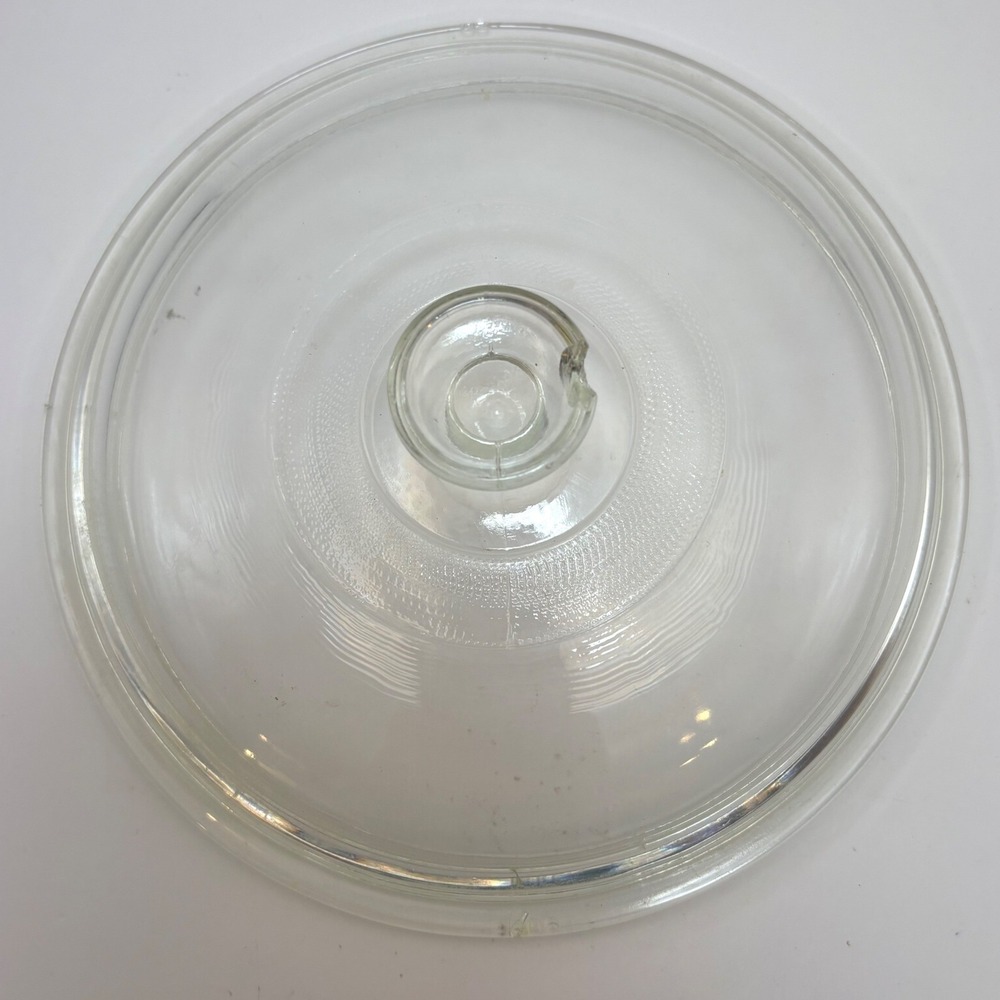 Pyrex 406 Glass Lid Clear Ribbed 7.25" MCM Replacement Chipped Knob